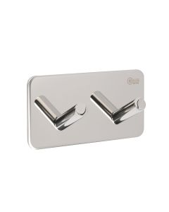 Double Coat Hook On 3M Adhesive Plate - Polished Stainless Steel 