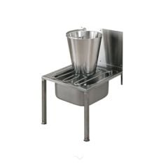 KWC DVS Bucket Sink with Hinged Grating, Support Legs, and Splash Back