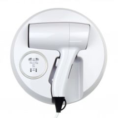 Wall Mounted Hair Dryer With Shaver Socket - White ABS Plastic