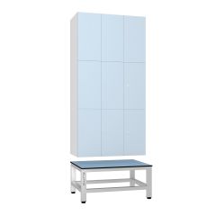 Aluminium Locker Stand with Seat for Three Units