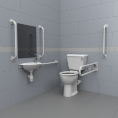 Close coupled Doc M toilet pack, steel, exposed fixings, white (RAL 9016)