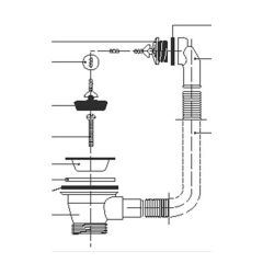 KWC DVS 32mm Stainless Steel Basin Waste with Plug, Chain and Overflow