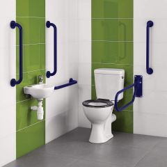 Armitage Shanks Monaco2 Doc-M Close Coupled Toilet Pack with Thermostatic Valve and Blue Grab Rails