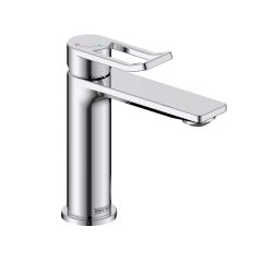 Bristan Saffron Eco Start Basin Mixer with Clicker Waste - Chrome or Matt Black, Various Heights