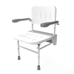 NymaCARE Premium Wall Mounted Shower Seat With Back, Arms And Legs