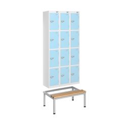 Steel Locker Stand with Seat for Three Units