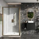 Scudo S6 Glass Sliding Shower Door - Brass Frame