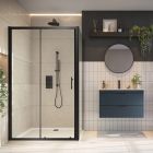 Scudo S6 Glass Sliding Shower Door - Black Frame