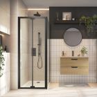 Scudo S6 Semi Frameless Bifold Shower Door - Matte Black