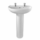 Twyford Alcona Wall Hung Wash Basin 500mm - 2 Tap Holes