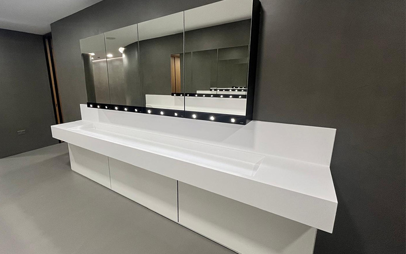 Eurotunnel Female Washroom Refurbishment Bespoke Wash Trough
