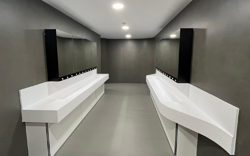 Eurotunnel Female Washroom Refurbishment Bespoke Wash Trough